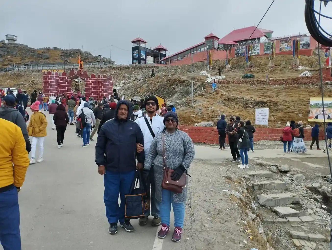 Family walking on Pelling Glass Skywalk Sikkim