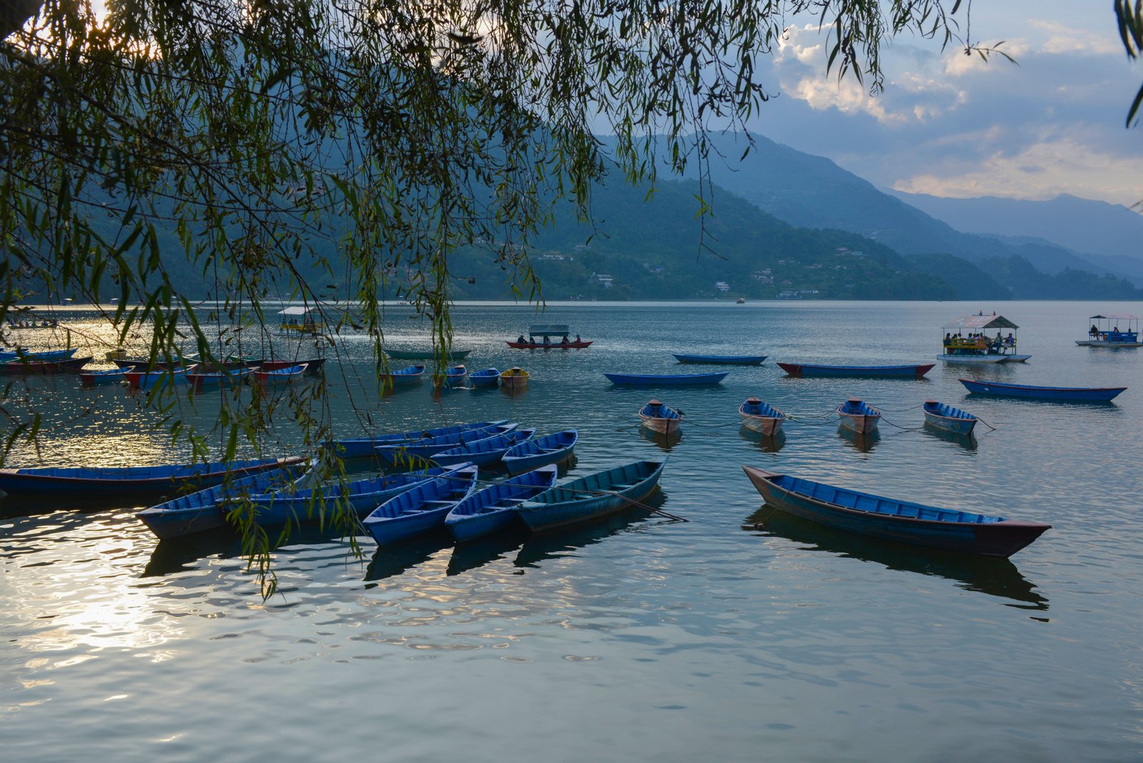 Pokhara lakeside promenade and mountain backdrop