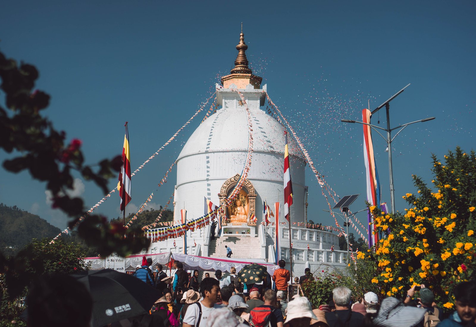 Scenic mountain views and walking trails near World Peace Pagoda